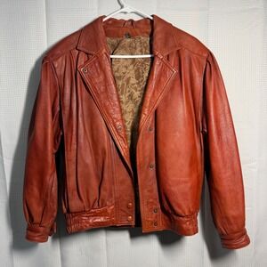 Vintage Genuine Leather Jacket Brown Lined "Echtes Leder" Women's Small